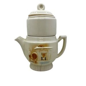 Porcelier Vitreous Teapot Raised Hearth Artwork Complete Tiered Tea Kettle